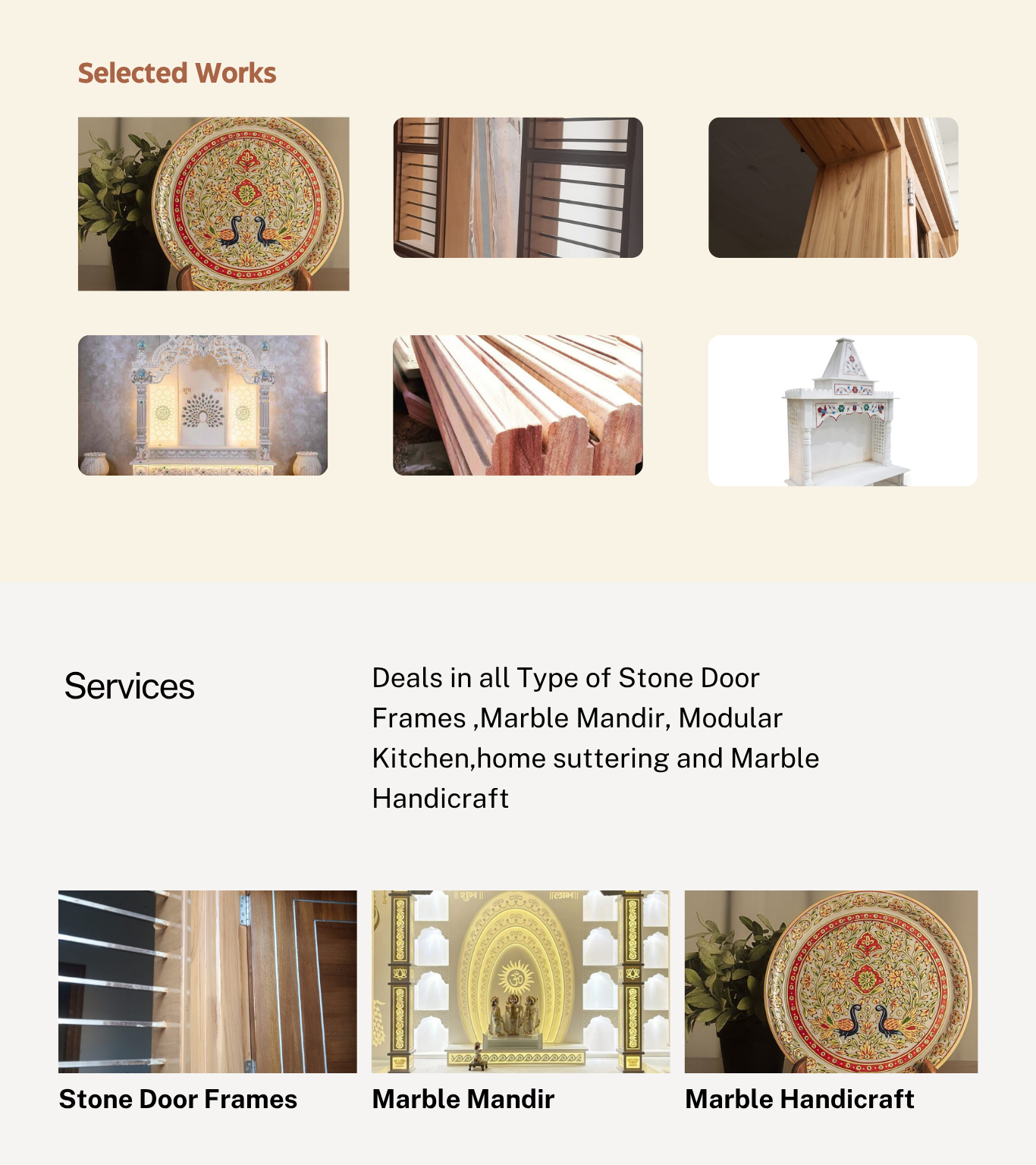 Stone Door Frames/Marble Mandir/Marble Handicraft